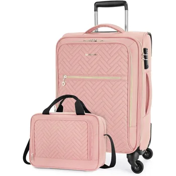 Ручная кладь 20 дюймов, расширяемый чемодан, багаж, одобренный авиакомпанией, легкие чемоданы на колесиках Softside