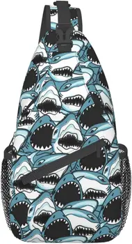 Рюкзак-слинг Sharks, сумка-слинг через плечо, дорожный сундук, Походная сумка для взрослых женщин, мужчин, Детская мультяшная сумка