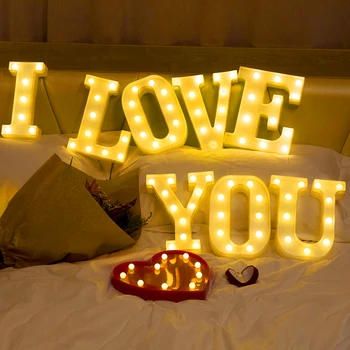 Светящийся светодиодный ночник с Буквами Креативный английский Алфавит Аккумуляторная лампа Романтическое Украшение для Свадебной вечеринки Рождественский подарок 16 см