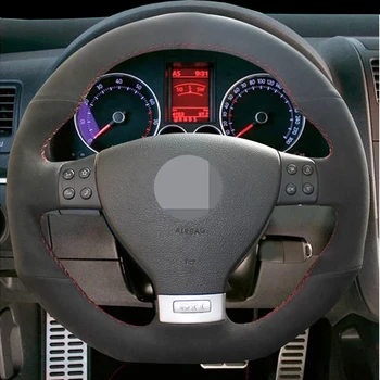 Сделай сам черная искусственная кожа?Чехол на руль автомобиля для Volkswagen Golf 5 Mk5 GTI VW Golf 5 R32 Passat R GT 2005