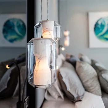 Скандинавский Камерный Маленький подвесной светильник, кухонный стеклянный подвесной светильник, современный декор E27, гостиная, столовая, мраморная лампа