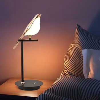 Современная светодиодная настольная лампа Magpie Bird, напольное освещение творческой личности, гостиная, бар, прикроватный столик, светильник для спальни, Вращающийся декор для дома