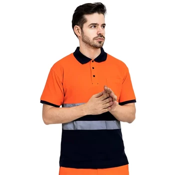 Футболка Hi Vis Work, Светоотражающая рубашка поло с коротким рукавом и высокой видимостью, летняя защитная футболка, Строительная рабочая одежда